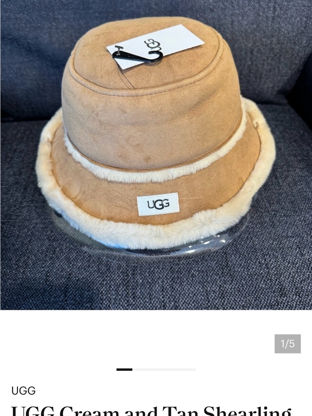 NWT-Ugg Cream and Tan Shearling Bucket Hat